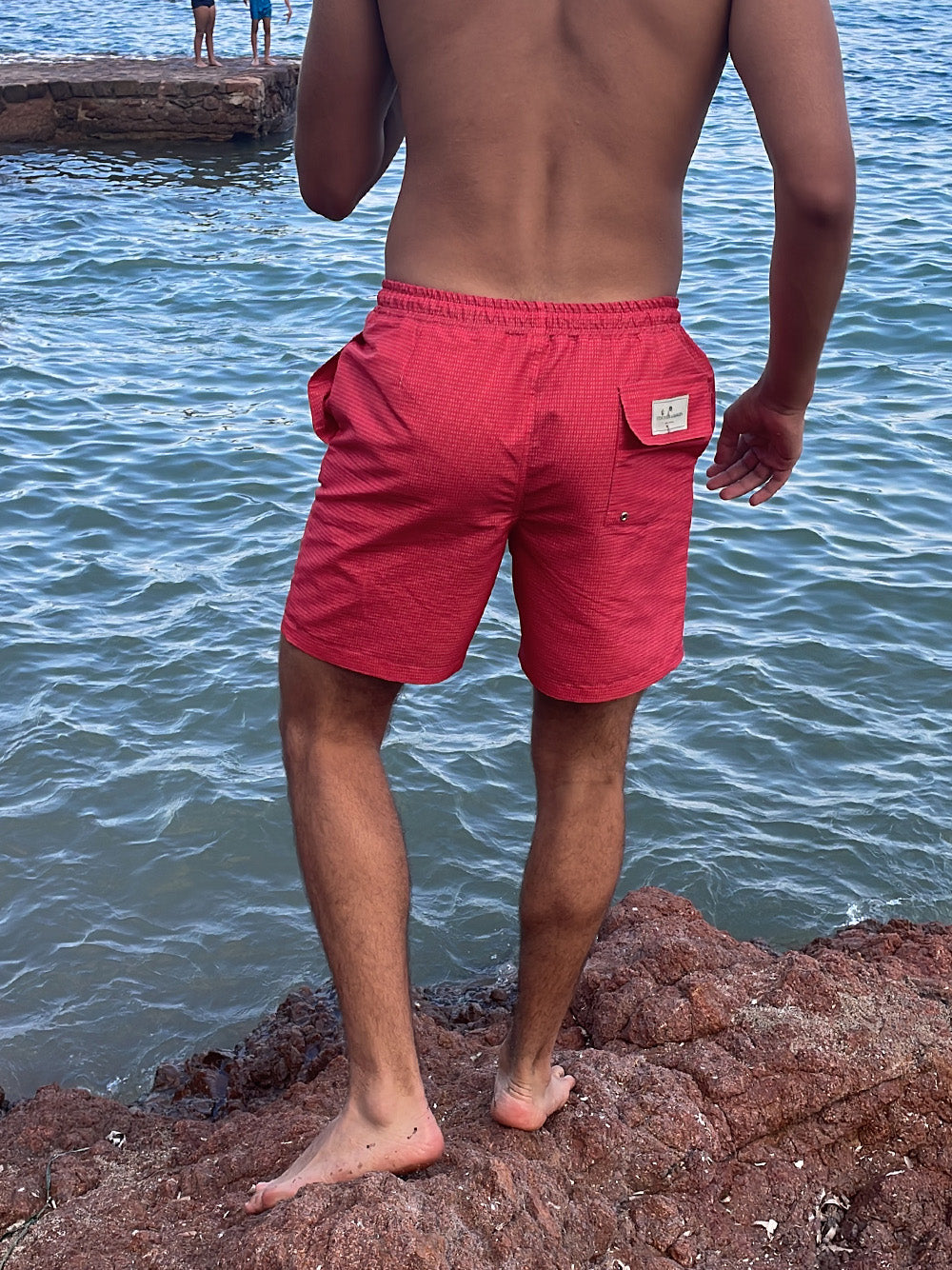 Cherry Red Unisex Swim Shorts